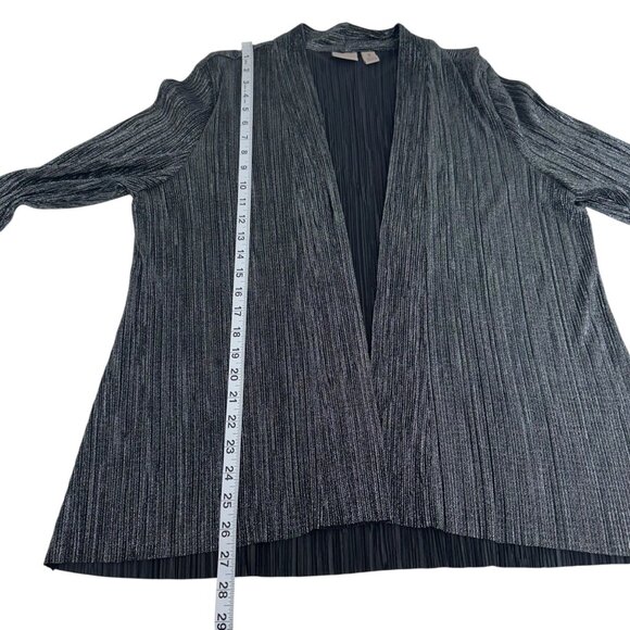 Chicos Easywear Women Silver Metallic Open-Front Cardigan Size 3 Stretch fabric - Picture 6 of 16